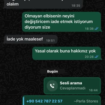 Parla Stores Yanlış Beden Gönderip Değişim Yapmıyor İade Kabul Etmiyor