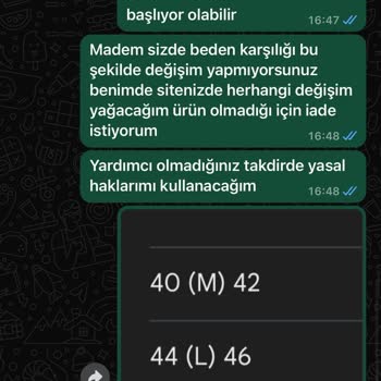 Parla Stores Yanlış Beden Gönderip Değişim Yapmıyor İade Kabul Etmiyor