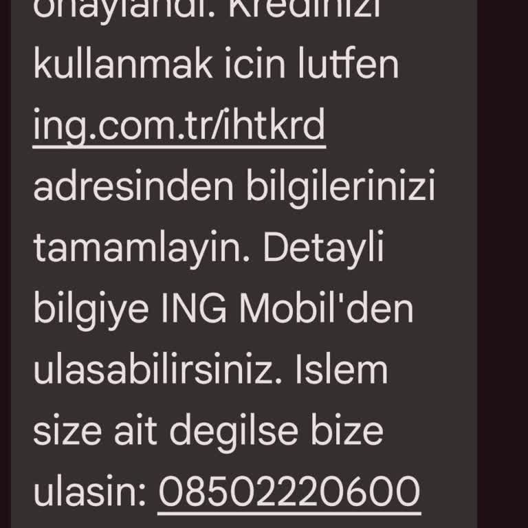 ING Kredi Onay Mesajı