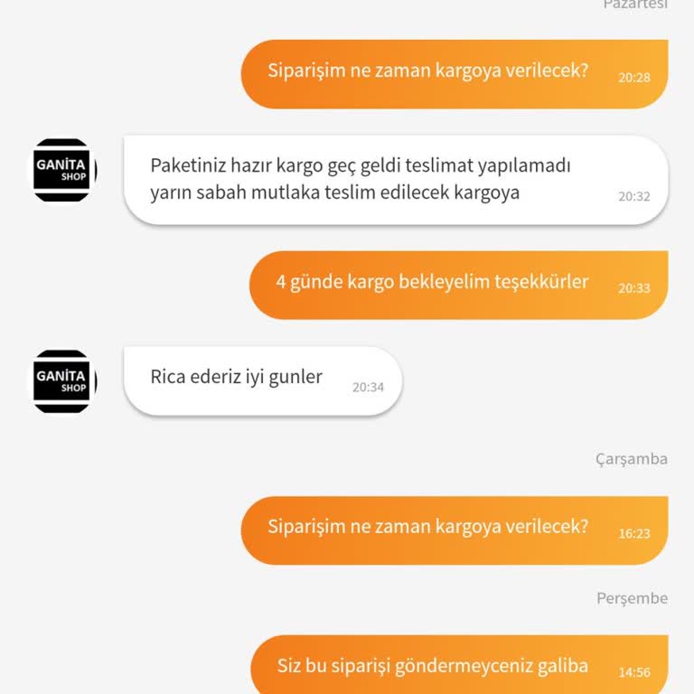 Trendyol Ganita Shop Ürünümü Göndermiyor
