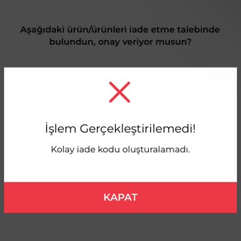 SuperStep'te Kolay İade Kargo Kodu Oluşturulamadı Hatası.