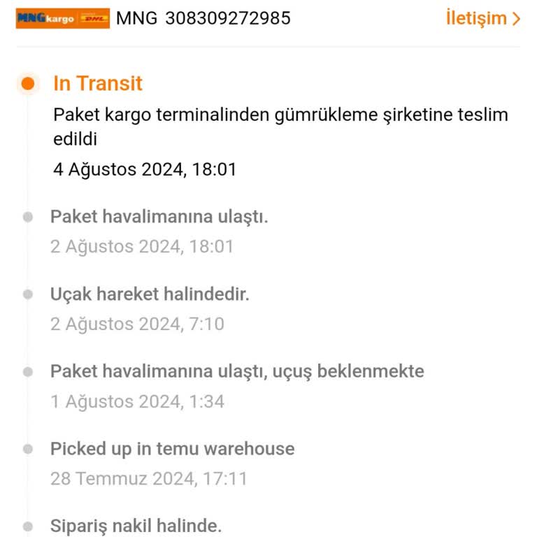 Temu Siparişim Gümrükte Takılı Kaldı, MNG Kargo Sorumluluk Almıyor