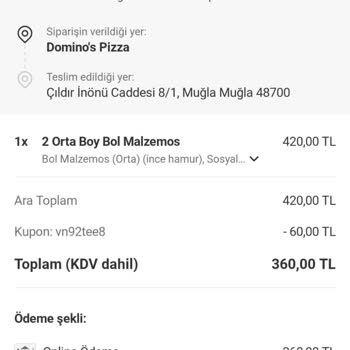 Domino's Pizza Hatalı Sipariş İptali