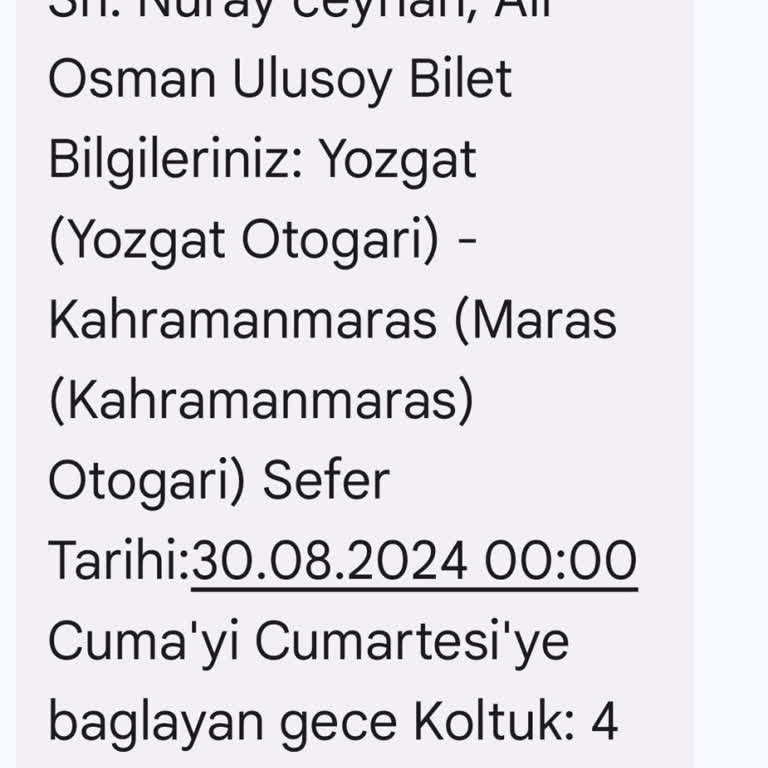Ali Osman Ulusoy Otobüs Firmasının Bilgi Vermemesi