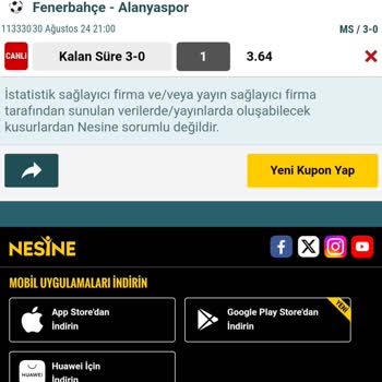 Nesine Kazanmış Kuponum Kaybetmiş Gözüküyor