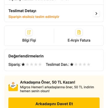 Migros Hemen Siparişimi Teslim Etmedi
