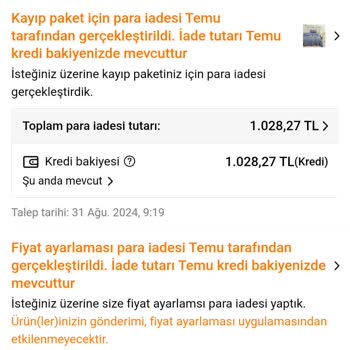Temu Ürünlerin Para İadesi