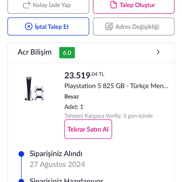 Pazarama Siparişim Kargoya Verilmemesi
