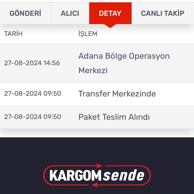 KARGOMsende Acil Bilgi Verilmesini İstiyorum