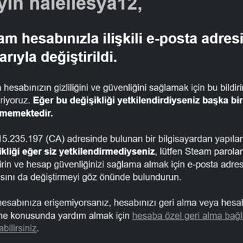 Steam Hesabım Çalınmış E-posta Ve Şifre Değiştirilmiş!