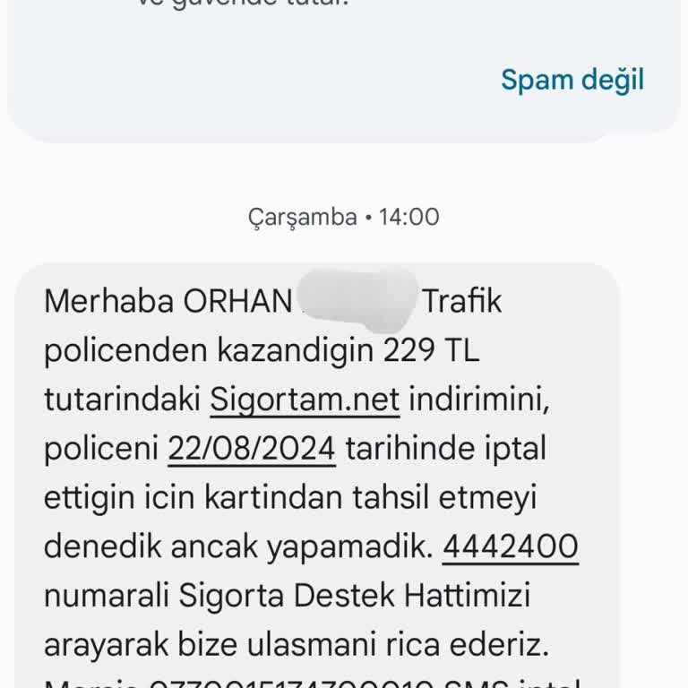 Sigortam.net İndirimi Geri İstemesi
