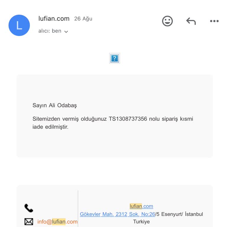 Lufian İade Edilen Ürünün Ücretini Yatırmıyor