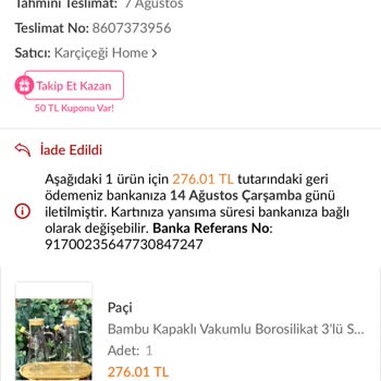 Trendyol Para İadesi Yapmadı.