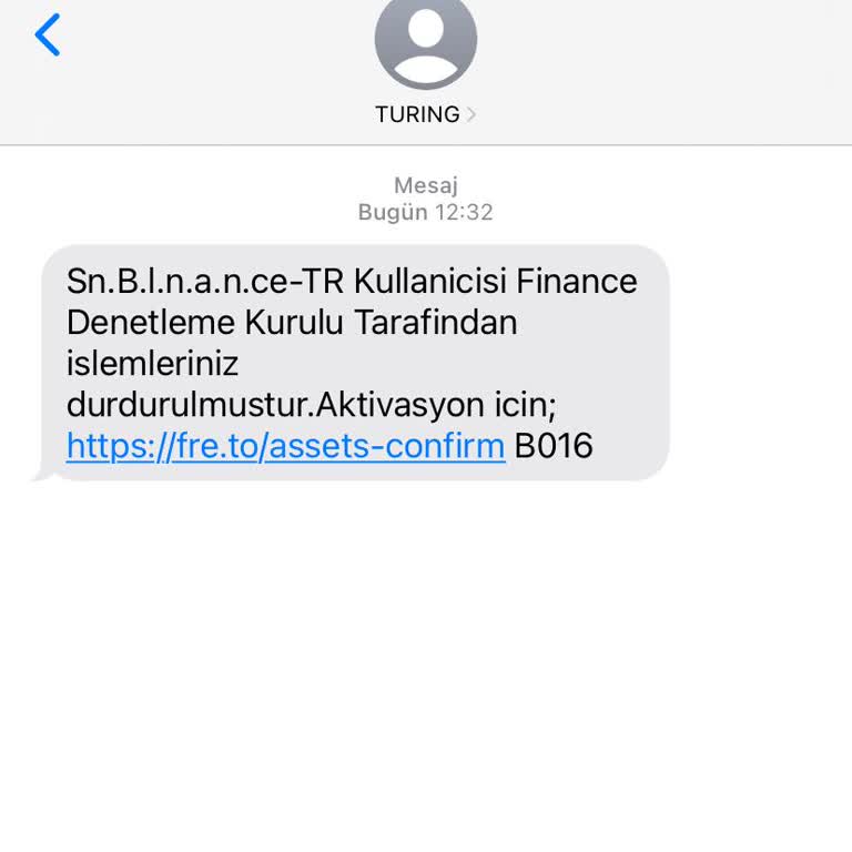 Binance Turing Tarafından Bana Ulaşan SMS