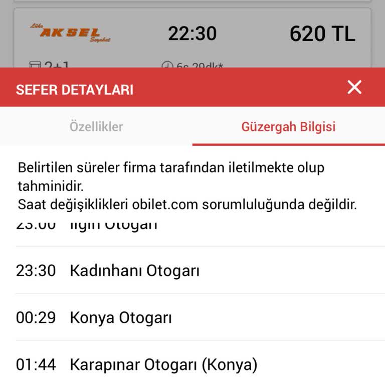 Lüks Aksel Seyahat Güzergah Saati Yanlışlığı