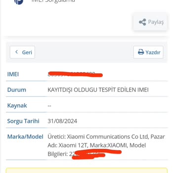 Vatan Bilgisayar'dan Alınan Xiaomi Marka Telefonumun Değişen IMEI'si