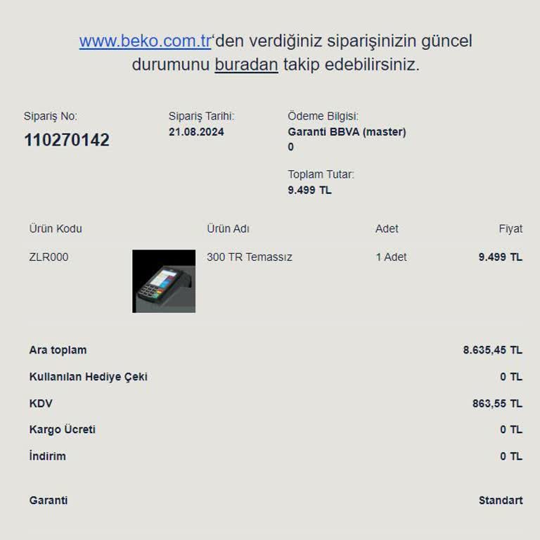 Beko.com.tr Den Alışveriş Yaptım Ürün Gelmiyor