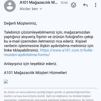 A101 Ürünü İade Almıyor