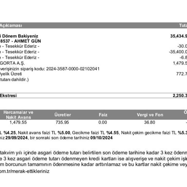 QNB Finansbank Üyelik Aidatı 772.75TL