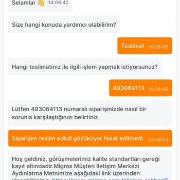 Migros Teslim Edilemeyen Sipariş Sorunu