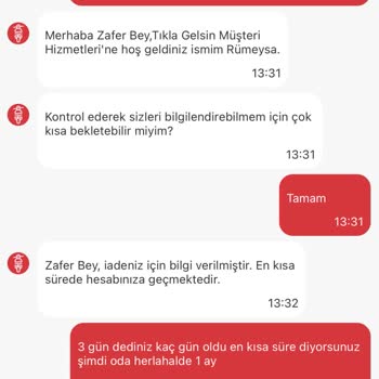 Tıkla Gelsin'de Para İadesi Problemi