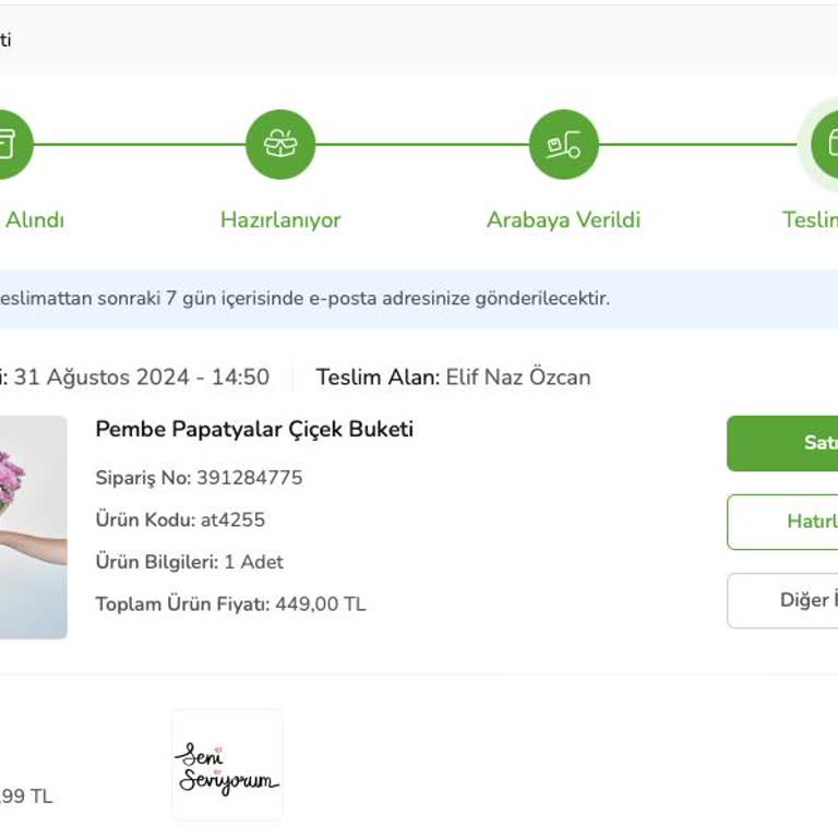 Çiçek Sepeti Pembe Papatya Faciası.