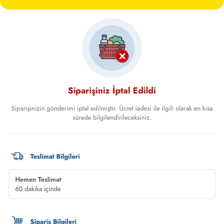 Şok Market Sipariş Getirmiyor