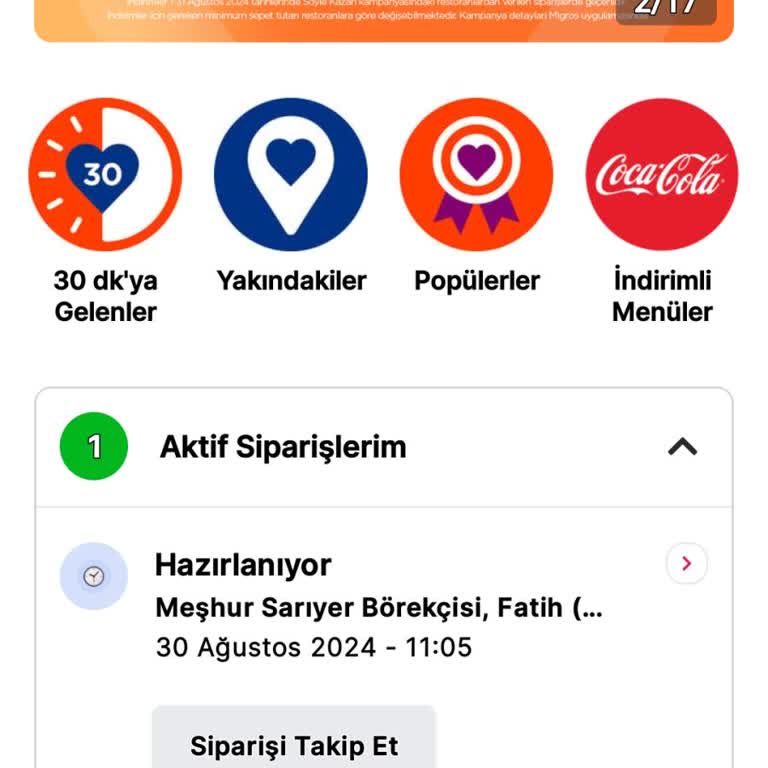 Migros Yemek Kampanya... Migros Sanal Kampanya