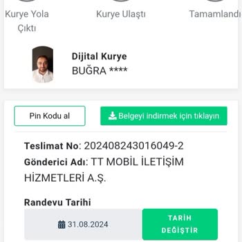Dijital Kurye 26.08.2024 Tarihine Sipariş Verdiğim Hattım Hala Gelmiyor