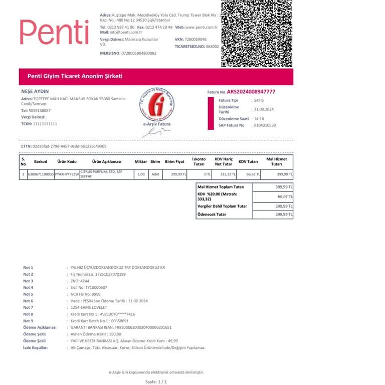 Penti Tester Şişesine Ödeme Aldı