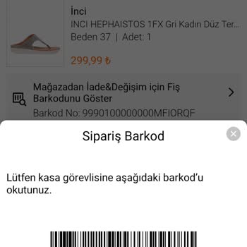 İnci Ayakkabı Stokta Bulunmayan Ürünün Mobilden Satışının Yapılması