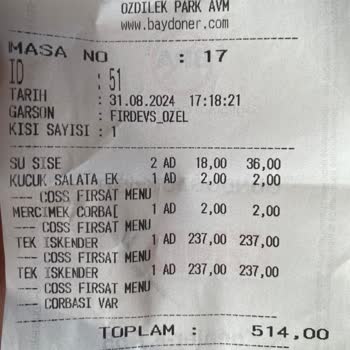 Baydöner Özdilek Şubesinde Hijyen Ve Lezzet Sorunları