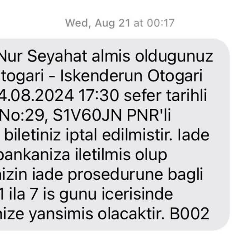Obilet Otobüs Bileti İadesi Yapılmadı