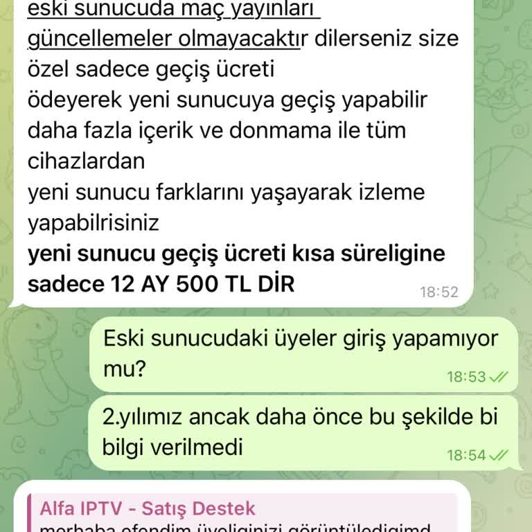 Alfa IP TV Ekstra Ücret Talebi