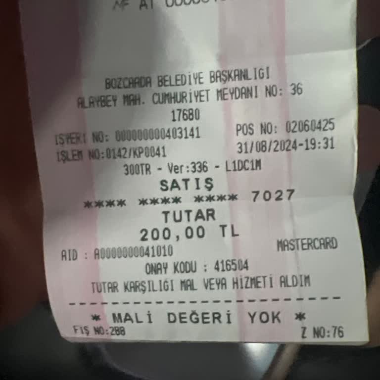 Bozcaada Belediyesi Bozcaada Araç Çıkış Bedeli Hakkında Şikayet