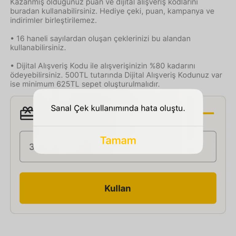 Migros Dijital Kod Kullanımına İzin Vermiyor!