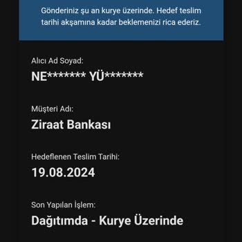 Ziraat Bankası Teslim Edilemeyen Kart