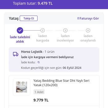 N11 Yataş Yatak İade Kodu Alamıyorum