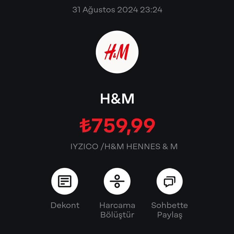 H&M Param Çekildi Siparişim Onaylanmadı.