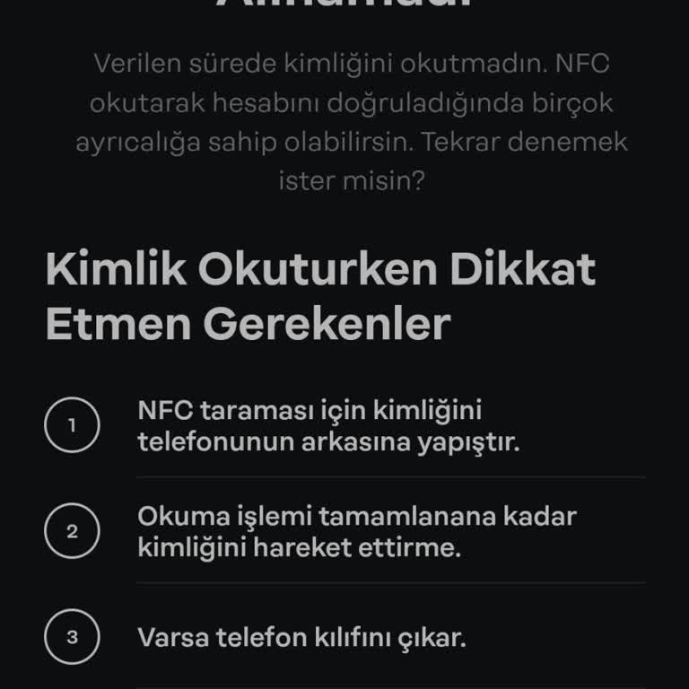 Papara NFC Kimliğimi Algılamıyor