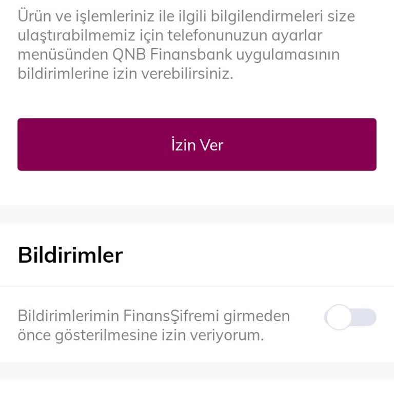QNB Finansbank Bildirim, Mesaj Almak İstemiyorum