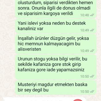 Onuk Giyim Stokta Olan Ürün Bilgi Verilmeden İptal Ediliyor.
