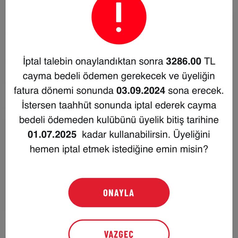 MACfit (İzmir) Macfit Cayma Bedeli