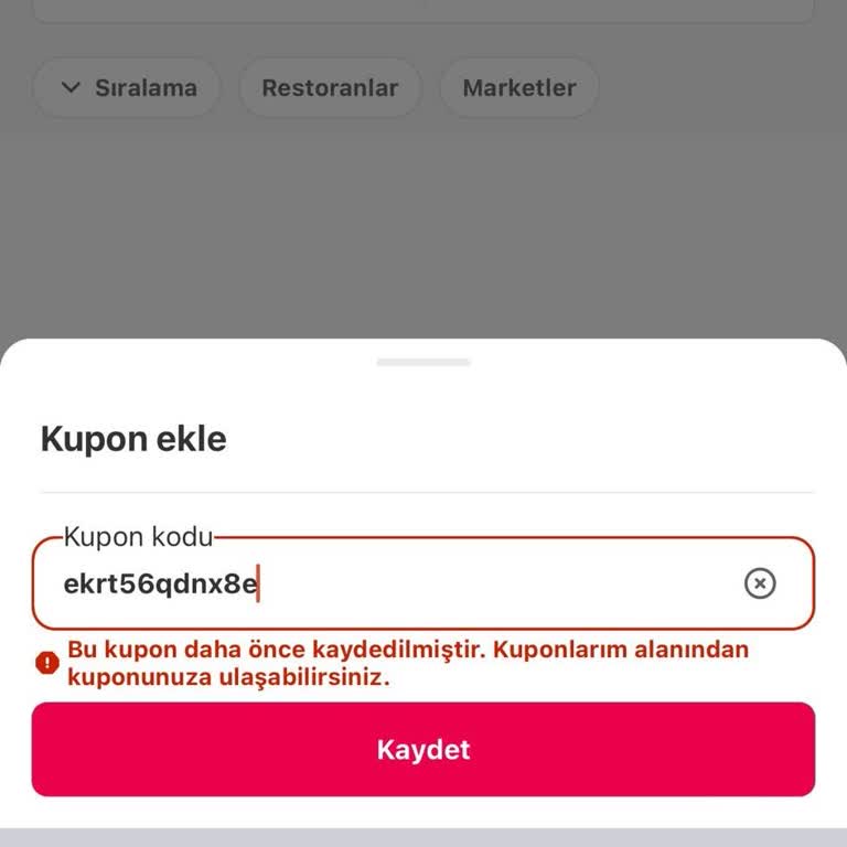 Yemeksepeti Ve Garanti Bankası Ortaklığında Mağduriyet...