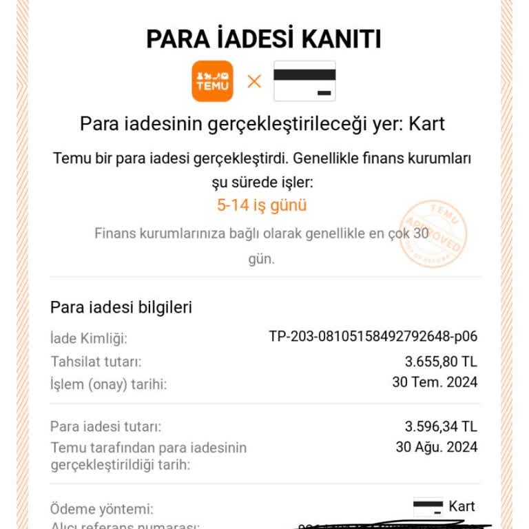 Yapı Kredi Temu Para İadesi Yapmıyor