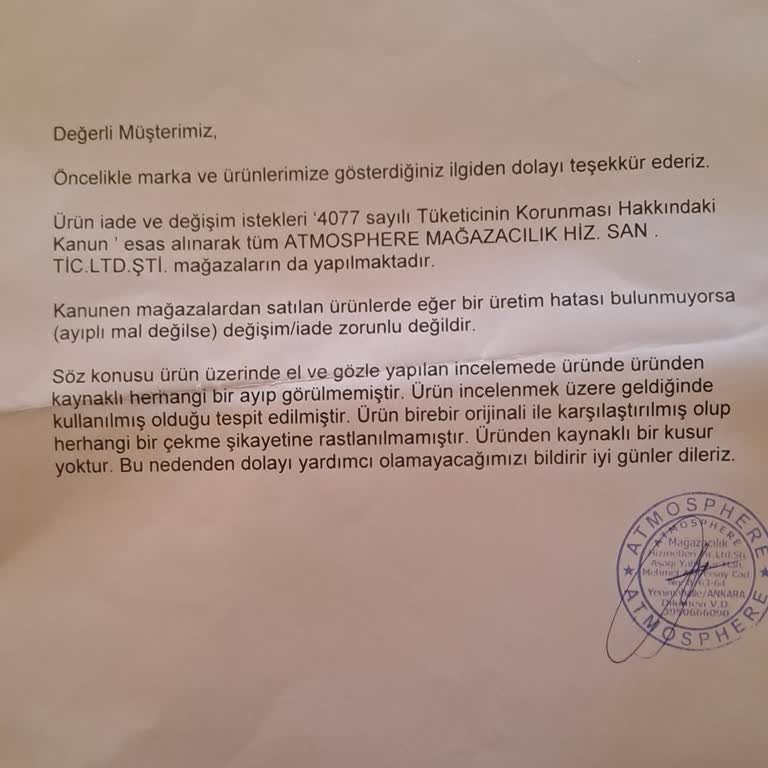 Atmosphere Mağazası Değişim Problemi