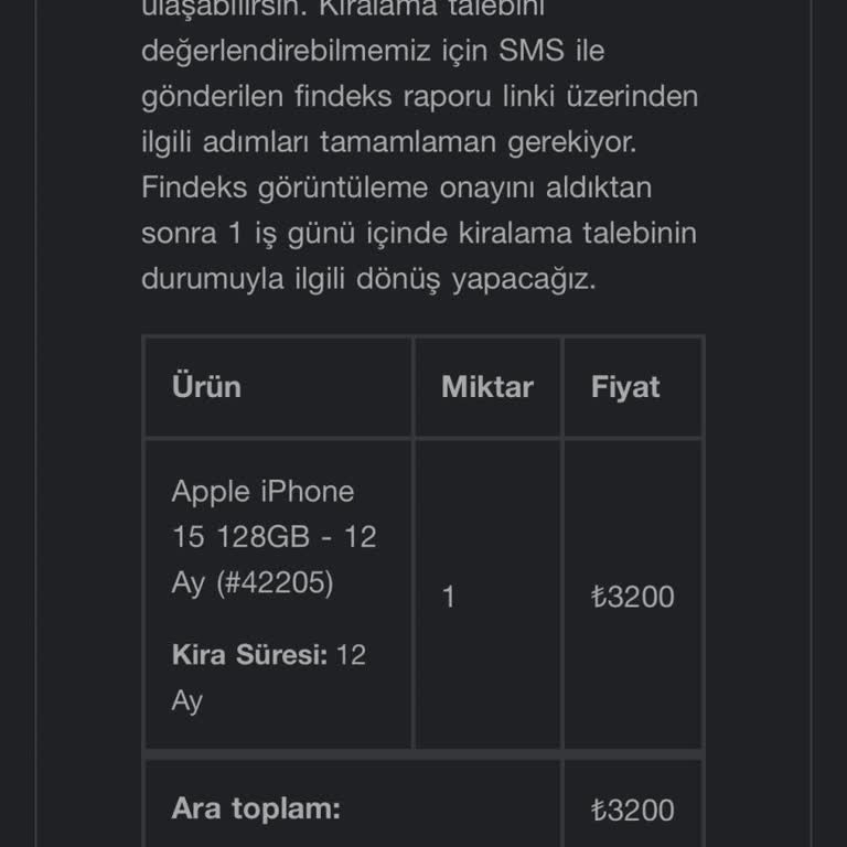 Kiralabunu Telefon Kiralama Findeks Onay Raporu