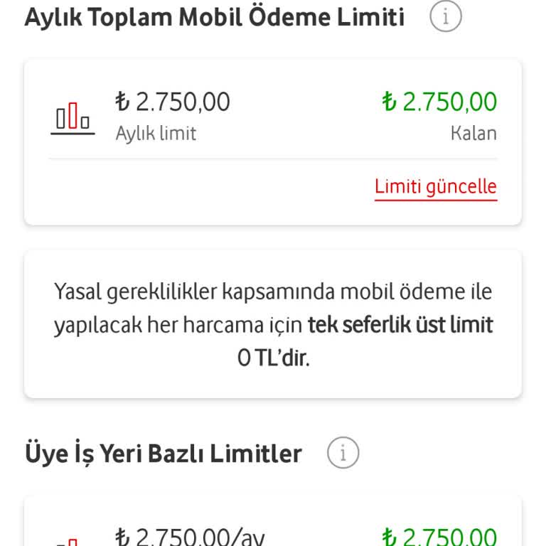 Vodafone Her Şey Yanımda Sepet Tutarı Tek Seferlik Harcama Limitinin Üstünde Şikayeti