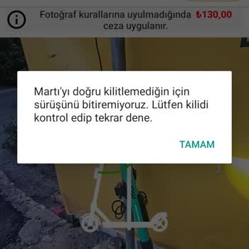 Marti Scooter Kilitlenmedi Fazla Ücret Ödedim