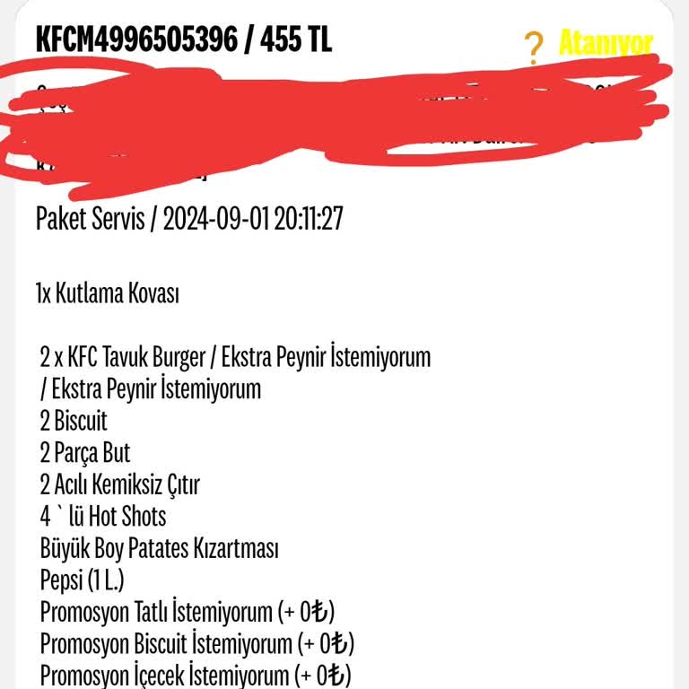 KFC Atanıyor Hatası Veriyor
